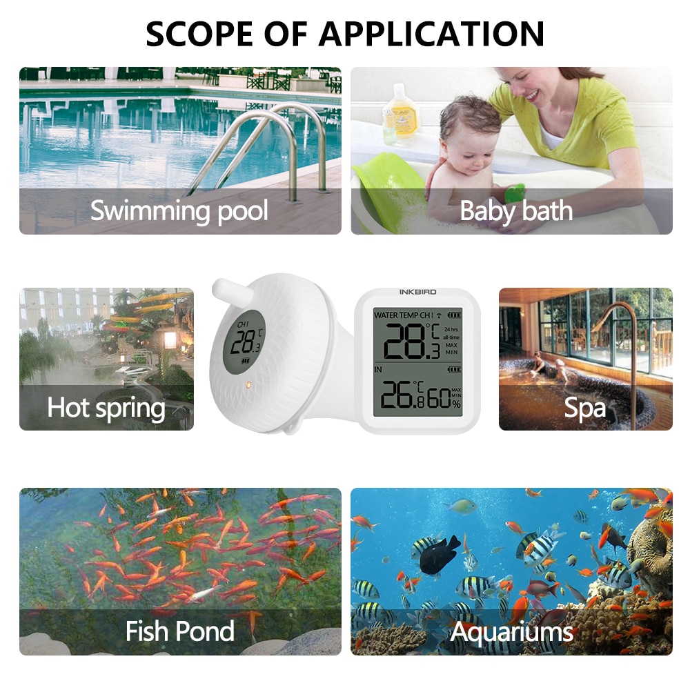 Inkbird Wireless Indoor Outdoor Floating Pool Thermometer IBS-P01R Digital Swimming Pool SPA Aquariums Floating Thermometer