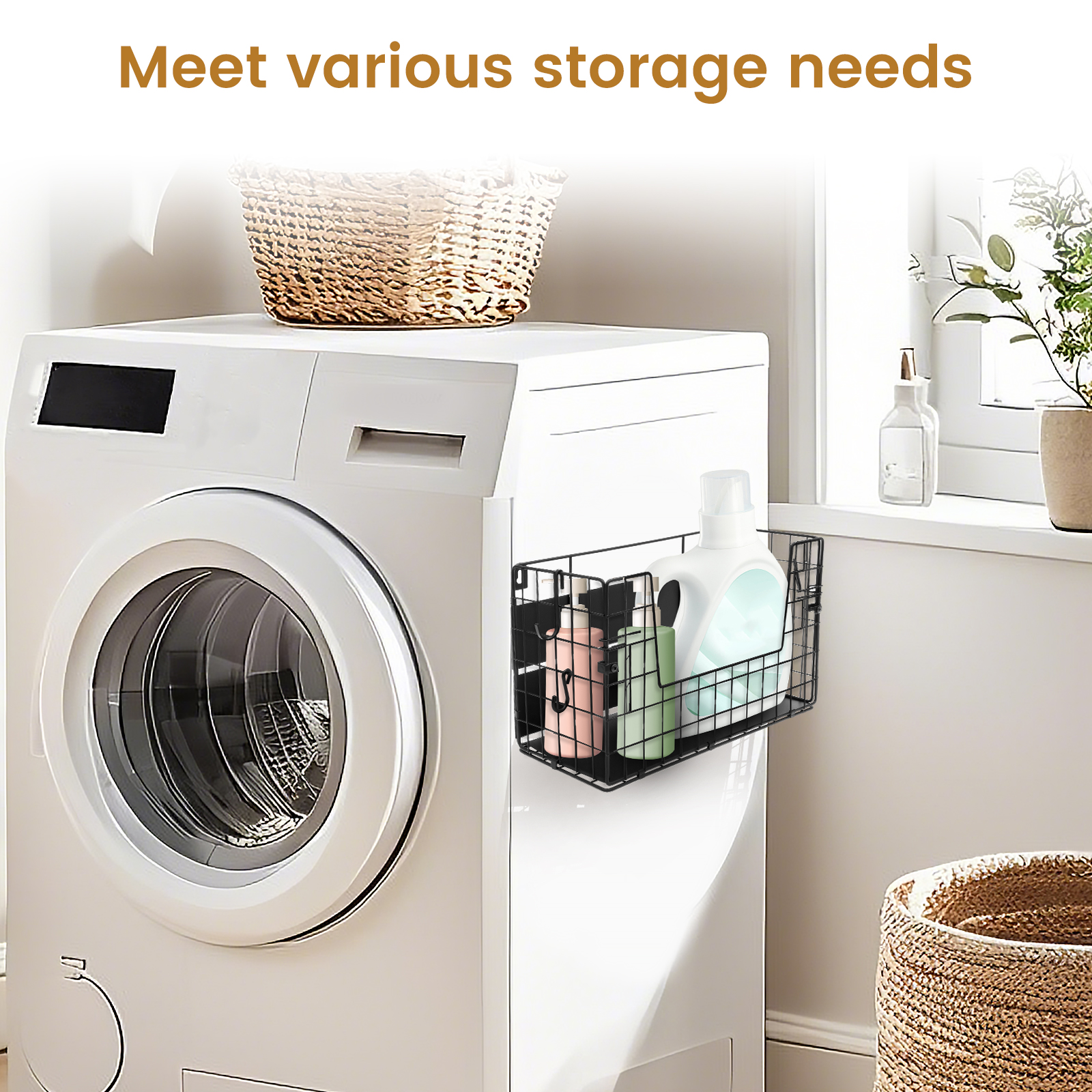 Panier de rangement à grille suspendue, organisateur de cuisine magnétique en métal, support de rangement de fruits et légumes de grande capacité pour comptoir de réfrigérateur domestique