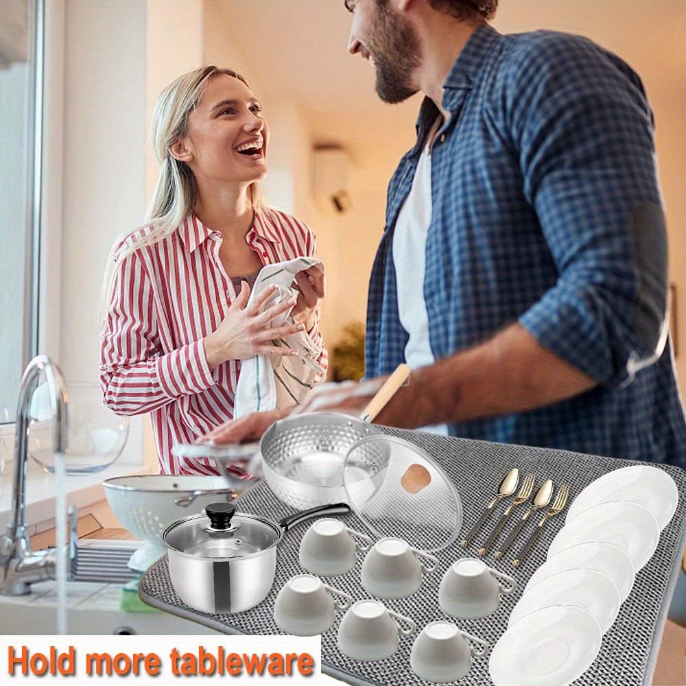 2 st/förpackning stor diskmatta för köksbänk , 24 x cm absorberande diskmatta 17 mikrofiber, diskavrinningsmattor