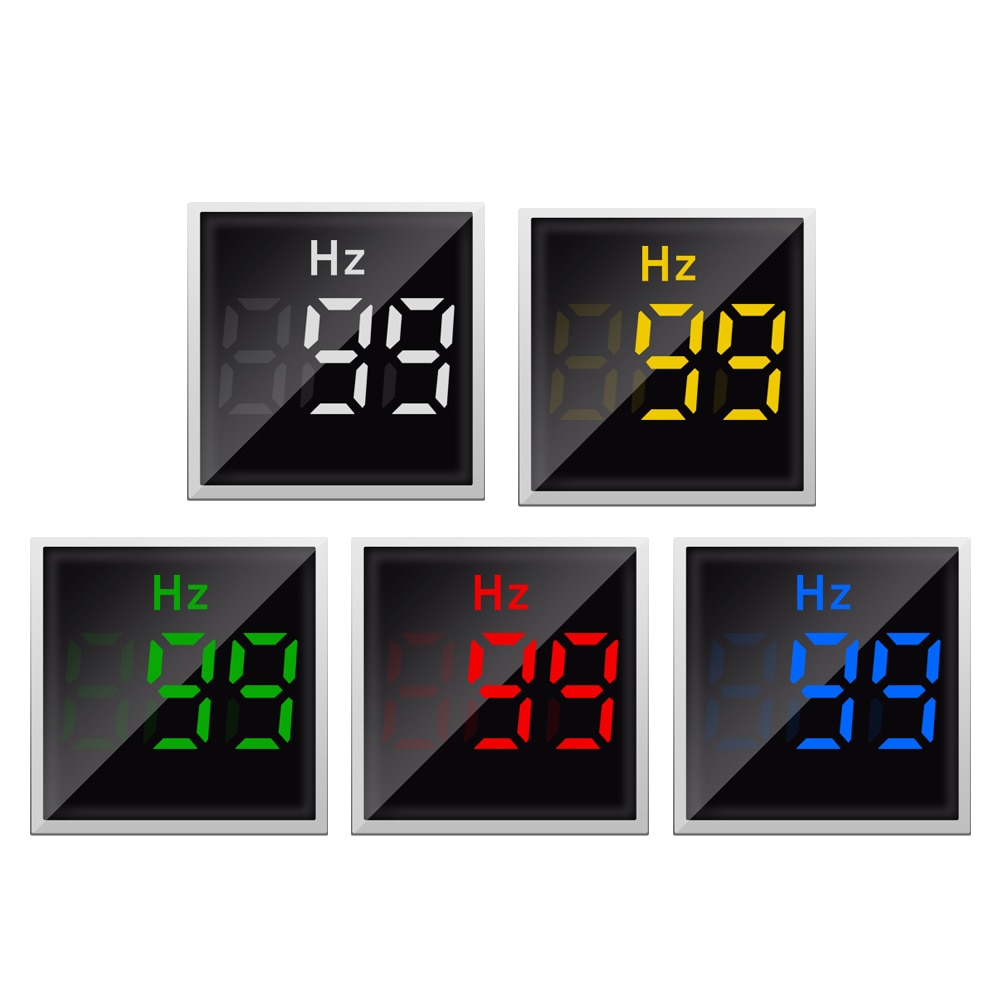 Kvadrat 22mm måleområde 20-75 hz digital display elektricitet hertz meter frekvensmåler indikator signal lys combo tester