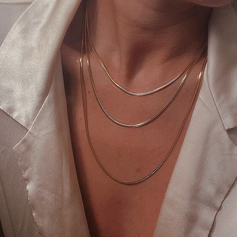 17Km Trendy Goud Kleur Snake Collier Voor Vrouwen Mannen Punk Multilayered Collier Sieraden: 5562501