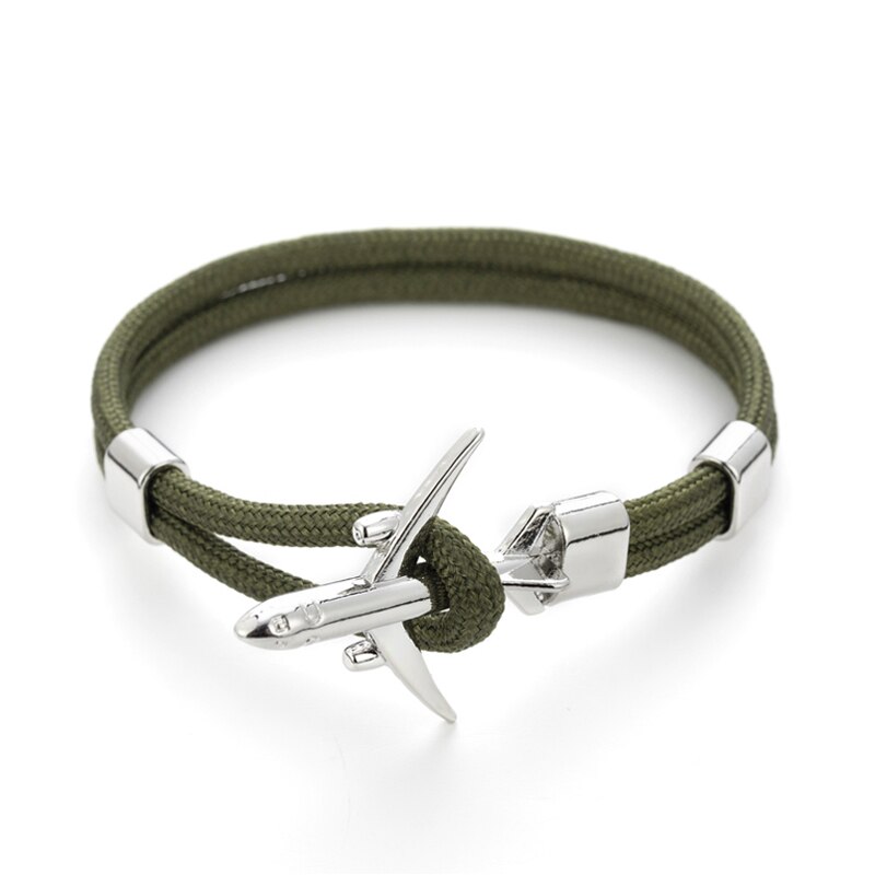 20 farben Silber Anker Armbänder Männer Frauen Charme Seil Kette Paar Armband Metall Flugzeug Leder Haken Homme Schmuck: FS-08