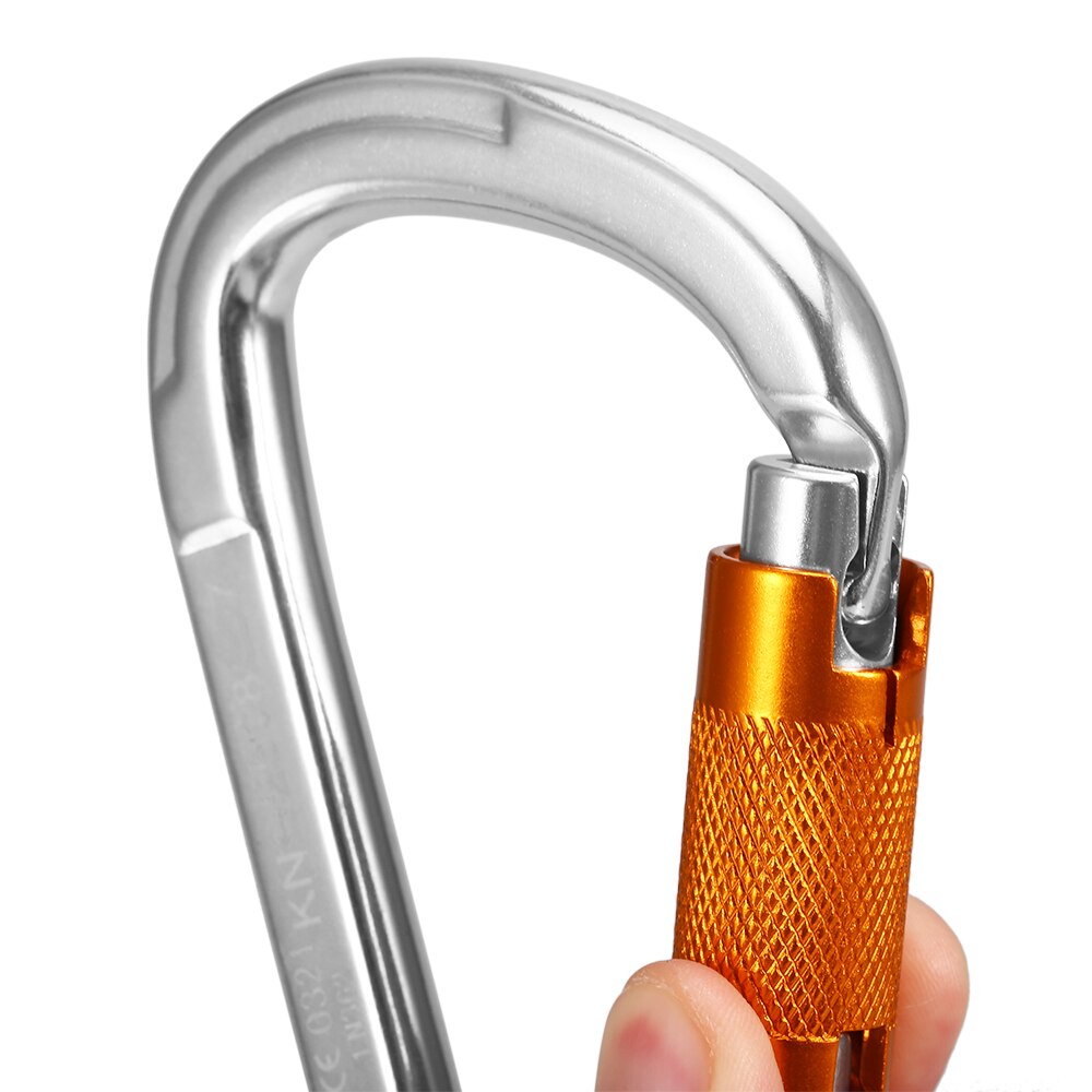 25KN Twist Locking Gate Carabiner Certified Auto Lock Carabiner Outdoor D-ring Buckle Climbing Rappelling Canyoning Hammock Clip