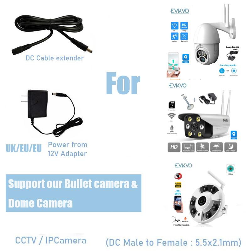 DC12V Power Verlengkabel 2.1*5.5Mm Connector Man-vrouw Voor Cctv Security Camera Zwarte Kleur 16.5 Voeten 5M 10M Power Kabel