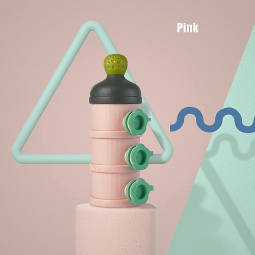 Bc babycare free splicing baby mjölkpulver formel dispenser stapelbar småbarn mjölkpulver formel behållare snacks förvaring: Rosa