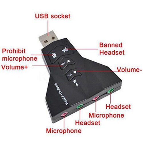 Externe USB 2.0 3D Virtual Audio Sound Card Converter 7.1 Kanaals Audio Adapter