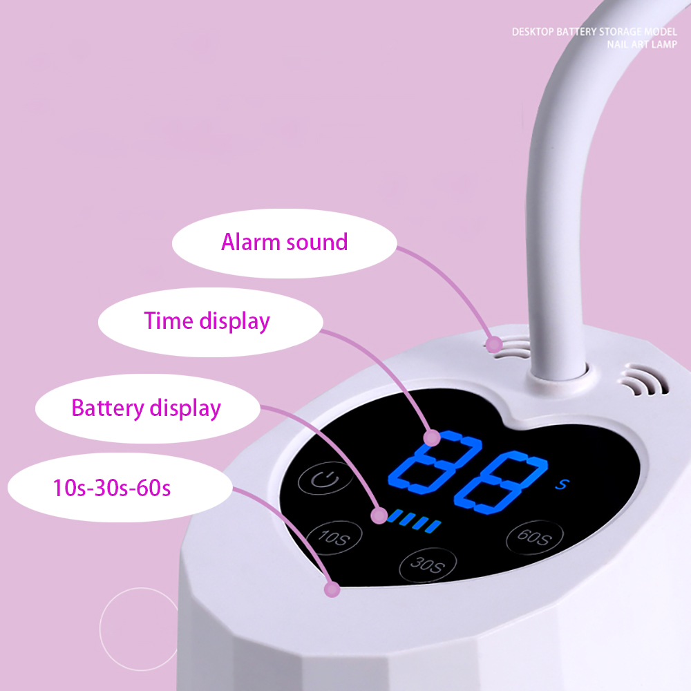 Kabellose Nagellampe, LED-UV-Nageltrockner, wiederaufladbar, automatische Erkennung, berühren-Steuerung, schnell trocknendes Nagellicht 360° ° Biegsame Tischlampe