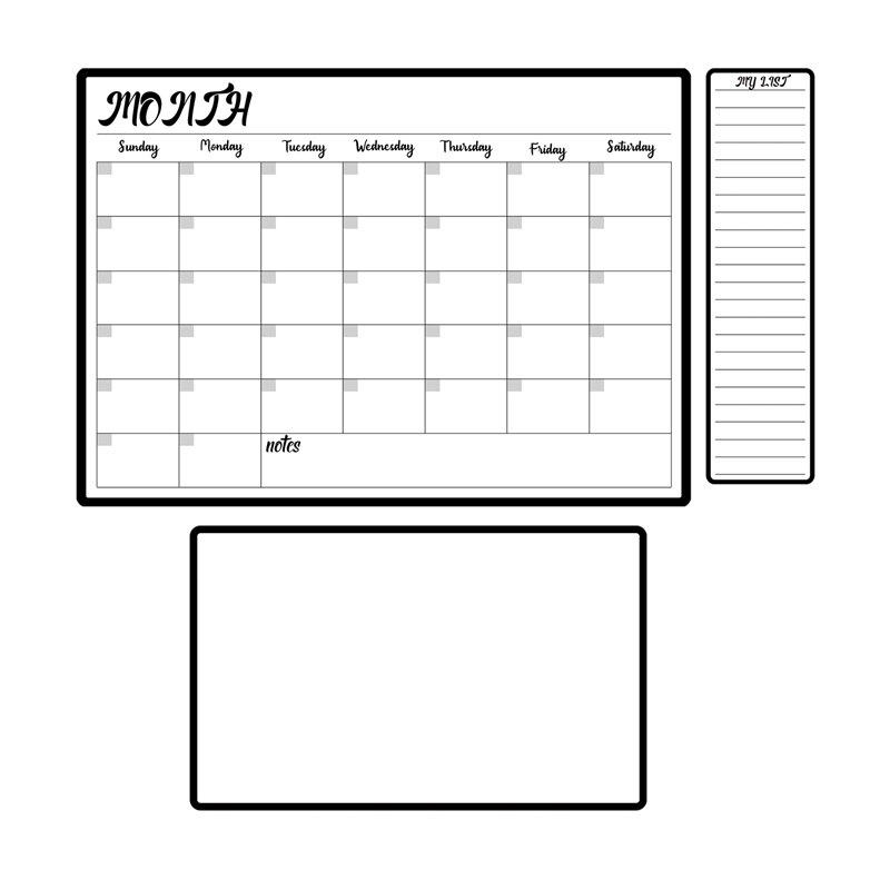 3Pcs Weekly Planner Bundle Magnetic Whiteboard Planner Dry Erase Set: Default Title