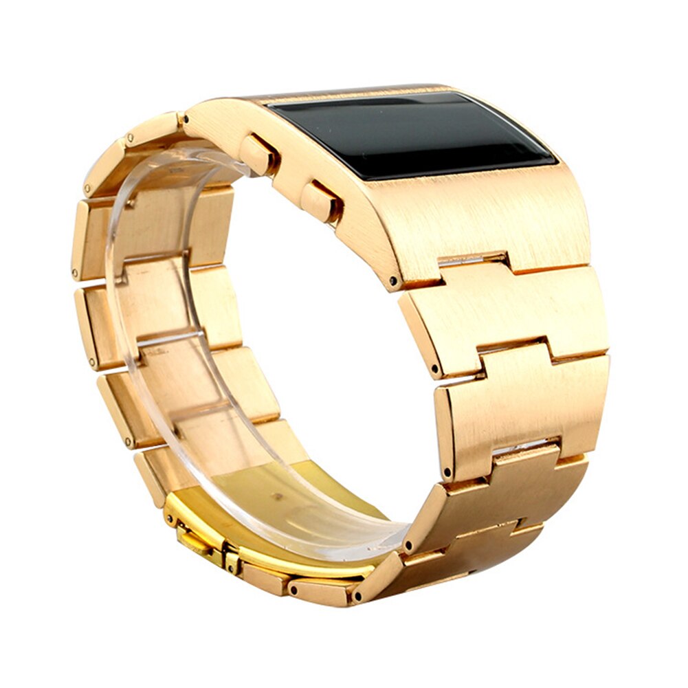 Männer Frauen Outdoor-LED-Display Business Elektronische Casual Tragbare Kühlen Eisen Mann Armband Dekoration Digitale Uhr Fitness: Gold