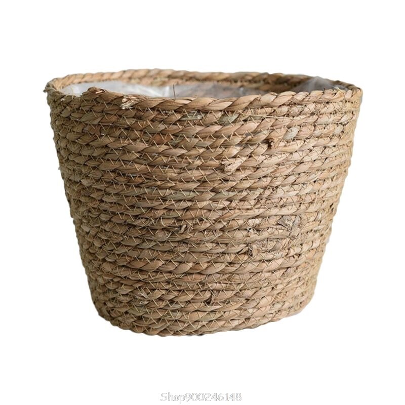 nordisch Handgemachte Stroh Lagerung Korb drinnen draussen Blumentopf Pflanze Container Hause Wohnzimmer Dekoration S19 20