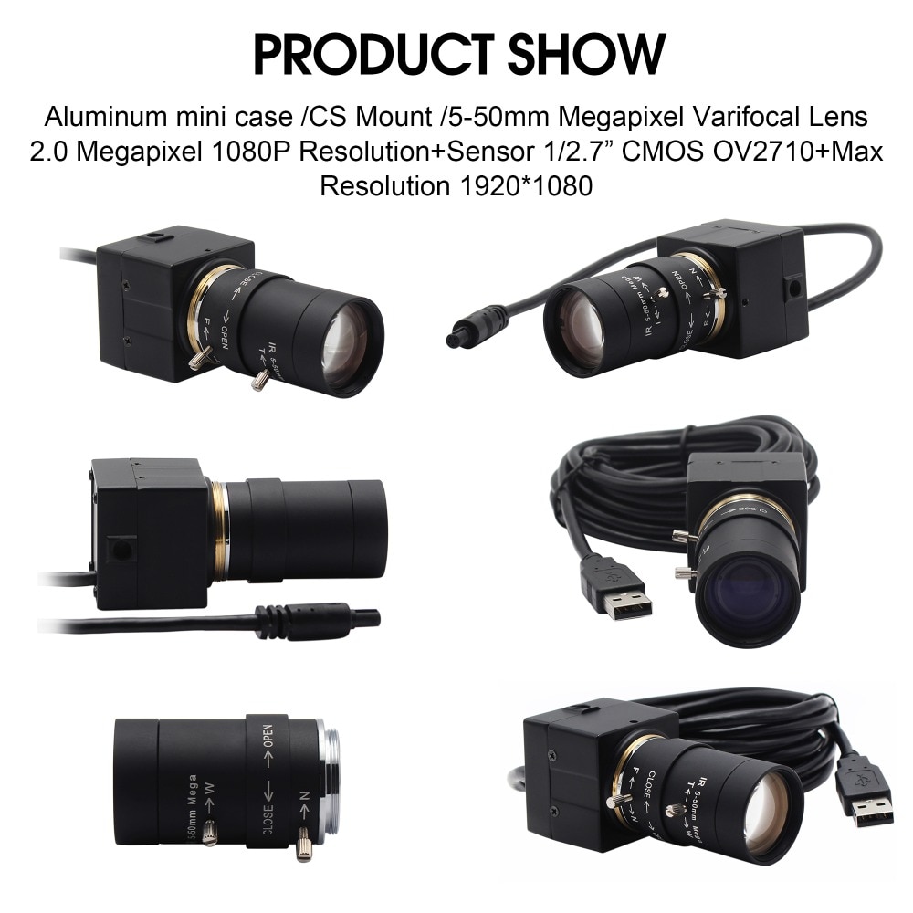 Full Hd 1080P USB Webcam 5-50mm Varifocal CMOS OV2710 30fps 60fps 100fps Industrial UVC Usb Camera for PC Computer Laptop