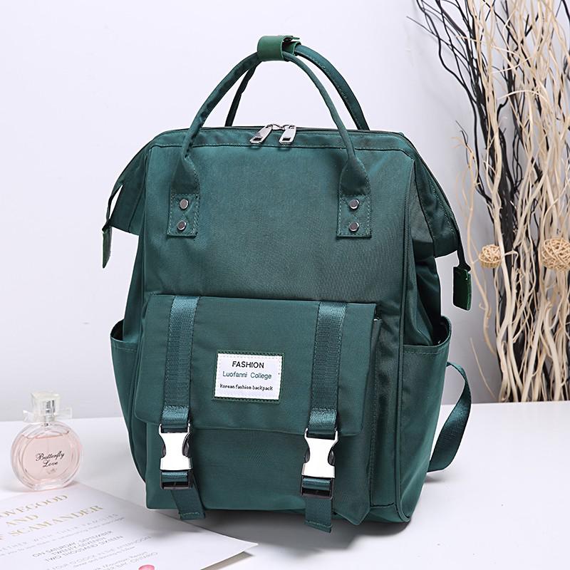Mochila de náilon feminina, mochila escolar para mulheres, adolescentes, bolsa de viagem para cuidados com o bebê: Green
