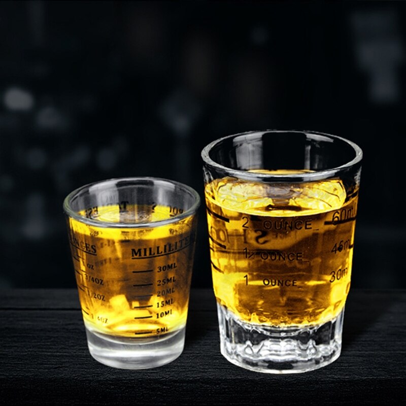 Shot Glasses Measuring Cup Round Liquid Heavy Glass Espresso Shot Glass Measured Cups Liquid Heavy Glass for Baristas