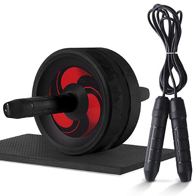 Roller & jump reb 2 in 1 ab no noise mavehjul ab roller med måtte til træningsarm talje ben gym fitness udstyr: 010 zmw-sort