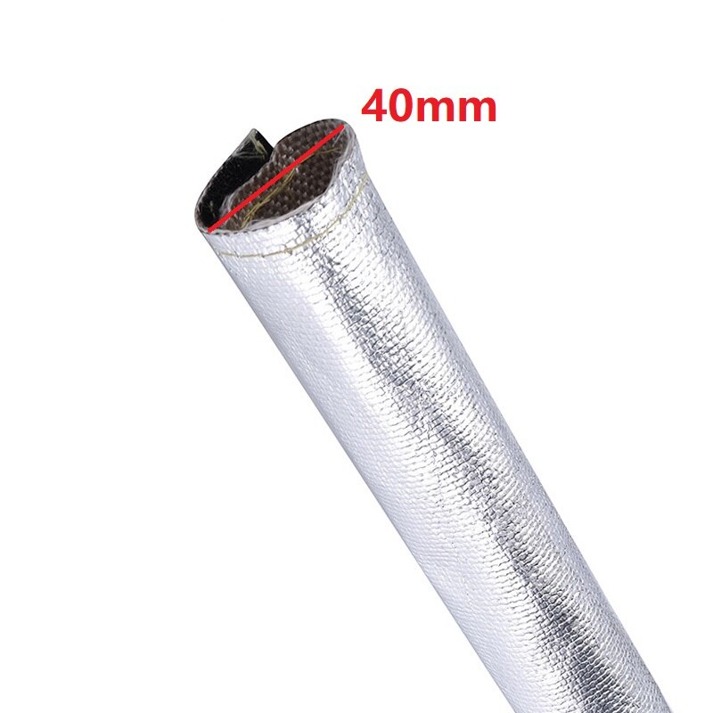 2M Metallic Hitteschild Thermische Fire Mouwen Geïsoleerde Draad Slang Wrap Loom Buis Bescherm Cover Binnendiameter 10/20/30/40Mm: Zilver