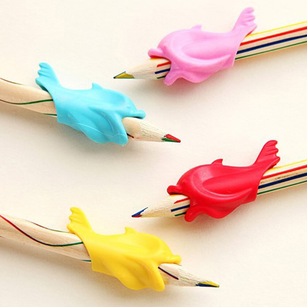 20 kpl/erä delfiini kala kirjoitusasennon korjauslaite kynän pitämiseen korjaus silikoni paperitarvikkeet lapsi opiskelija satunnainen väri: Default Title