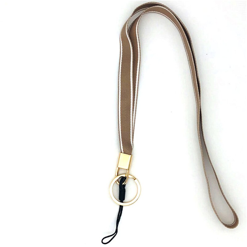 cordones de rayas multicolor para teléfono para correa de cuello de llave para tira de correas para tarjeta de identificación llavero para gimnasio Lanyard Key: Khaki
