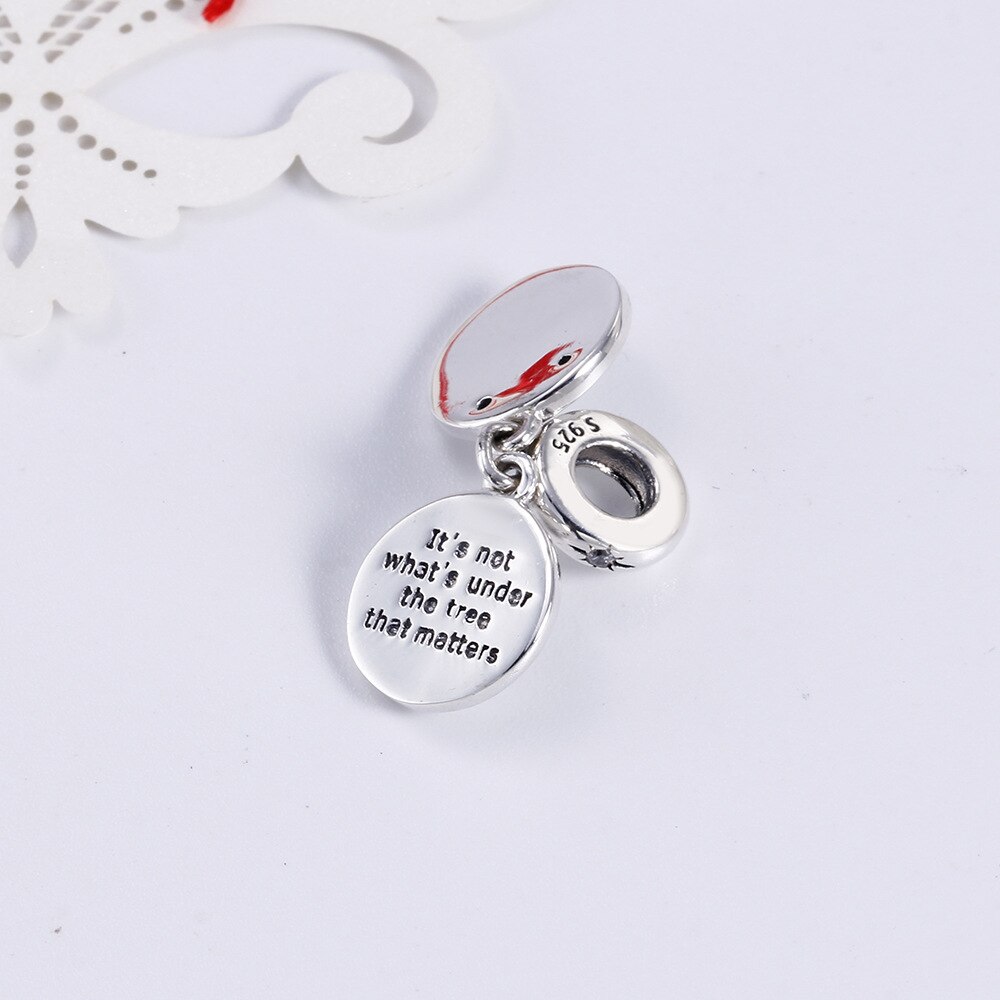 Genuine 925 Sterling Silver Bead Perfect Christmas Dangle Charm, Clear & White Enamel Fit Pan Necklace & Bracelet Jewelry
