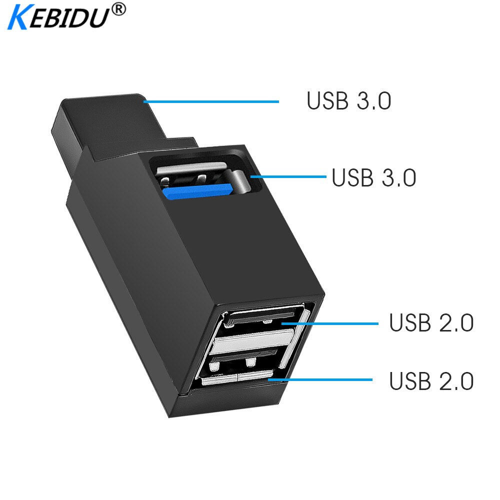 Kebidu USB Splitter 3 Ports USB Hub 3.0/2.0 Mini USB High Speed Hub Mini Hub For PC Laptop U Disk Card Reader For Mobile Phone