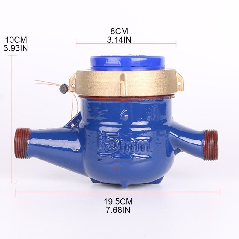 066E Water Flow Meter Water Meter 20mm Cold Water Meter with Fittings Compatible with Garden &amp; Home Usage