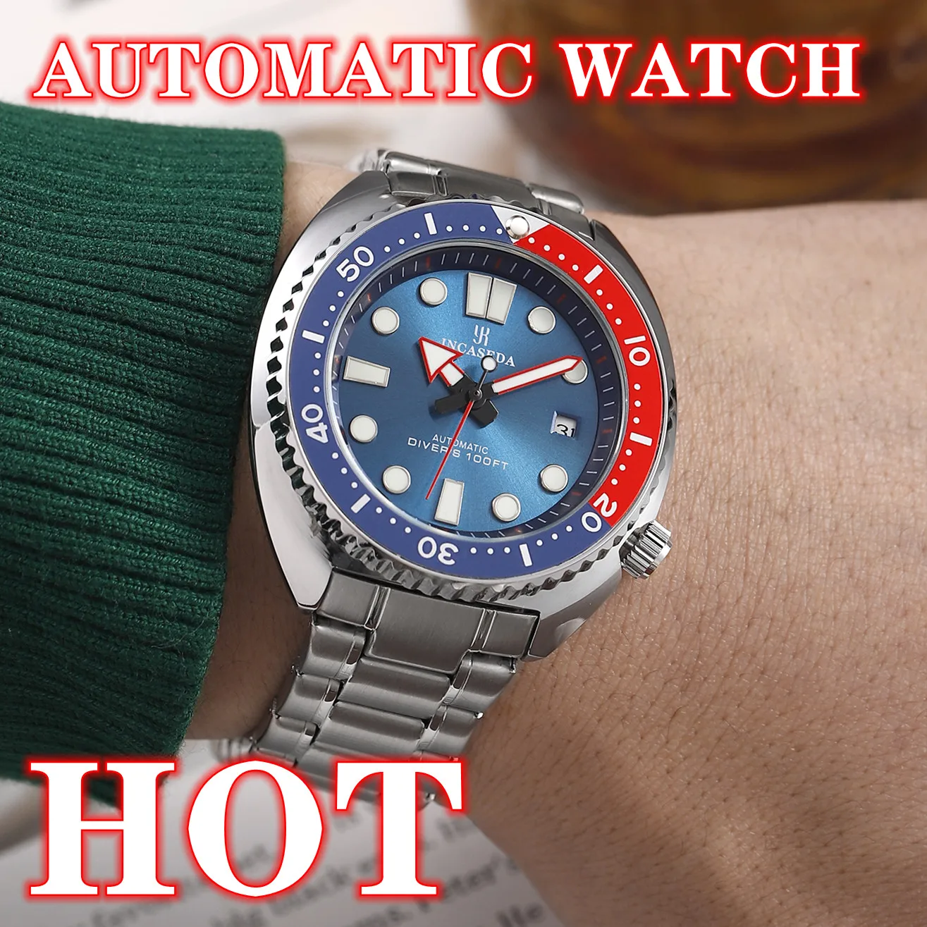 Nieuw INCASEDA topmerk luxe mode heren zakelijk horloge super lichtgevend automatisch mechanisch herenhorloge