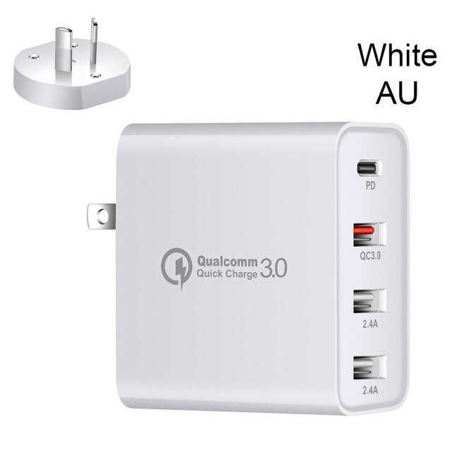 48W Schnell Ladegerät Typ C USB PD Ladegerät für Samsung iPhone XS Max Huawei iPad Pro QC 3,0 Schnelle wand Ladegerät US EU Stecker Adapter: White AU