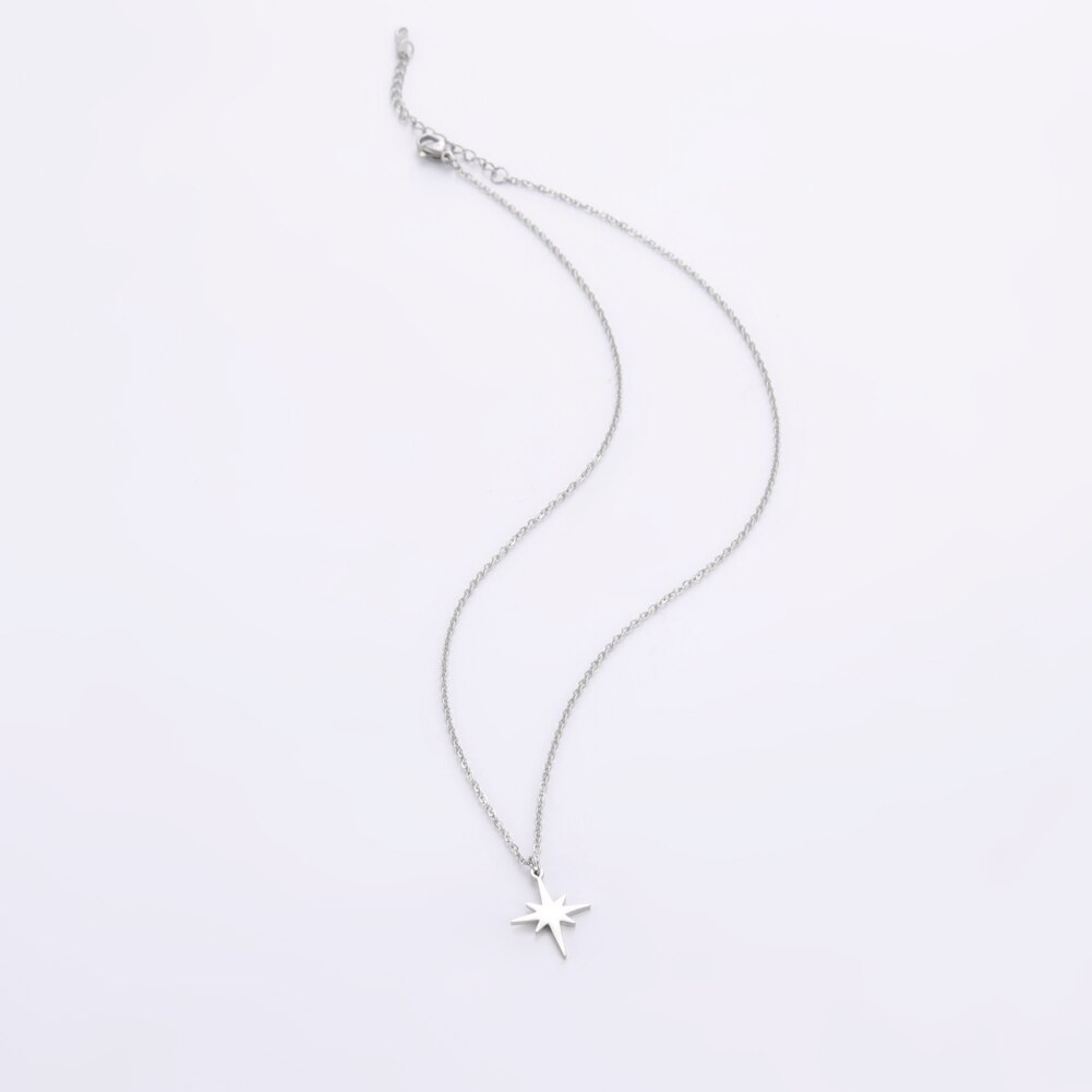 Teamer stainless steel necklace for women, north star pendant necklace, minimalist choker, temperament jewelry, collarbone chain