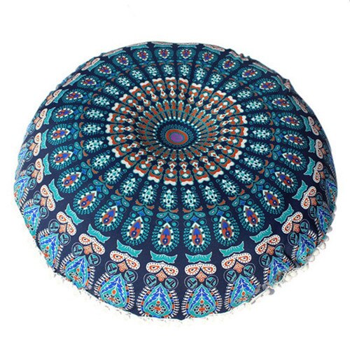 Chique ronde indiase mandala-patroon kussensloop bohemian kussens magische kleurrijke stijl kussensloop: Zwart