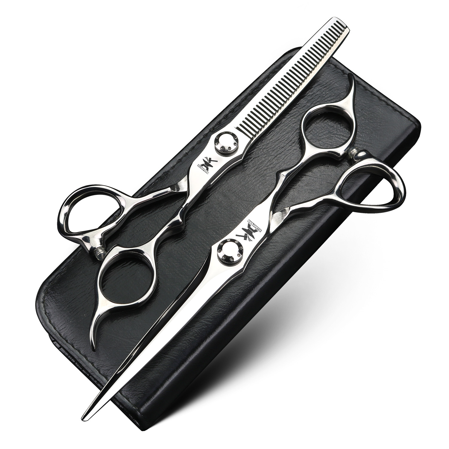 Xuanfeng sølvfarget hårsaks 6.5 " 440c stål barberklippesaks og tynningssaks, egnet for barber: Rød