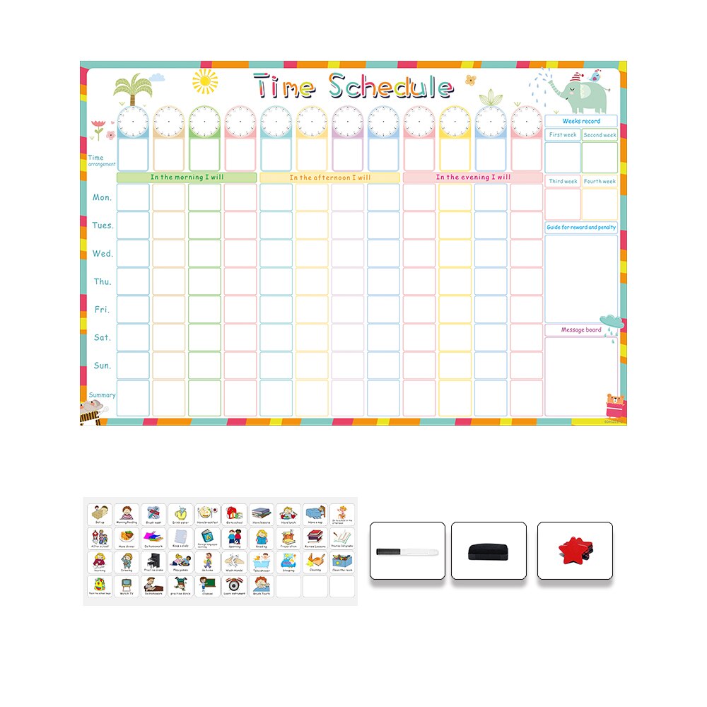 Magnetisk tidsplan kalender hold magneter whiteboard adfærd belønning diagram 40 stk magnetiske gøremål kort børn pædagogisk legetøj: 6040 zlb 12