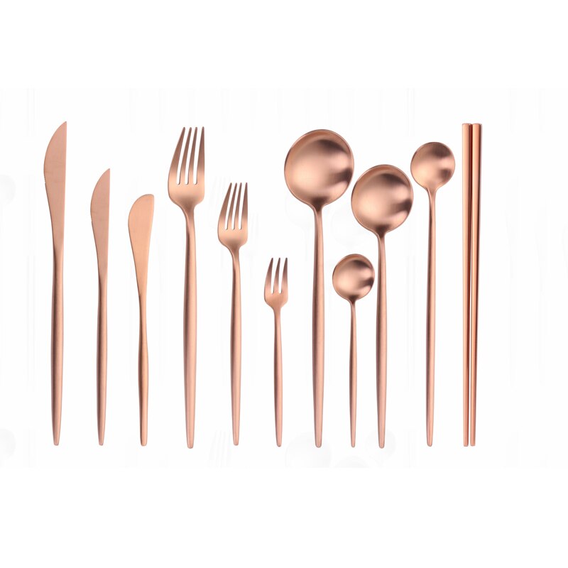 Gold Spoon Dinnerware Set Rose Gold Dinner Set Matte Cutlery Dinner Set Tableware Cutlery Set Dinnerware Set Gold Tea Spoon Fork