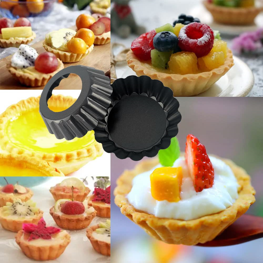 8/10/12 cm Mini-Törtchenformen, Eier-Törtchenformen, abnehmbarer Boden, antihaftbeschichtet, kleine geriffelte Cupcake-Dosen, Gebäck, Quiche-Pfanne für Kuchen, Mousse