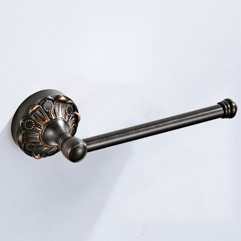 Bronze Toilet Roll Holder Wall Mounted Antique Toilet Paper Holder Black Bathroom WC Tissue Paper Roll Bar Rack Vintage: Black