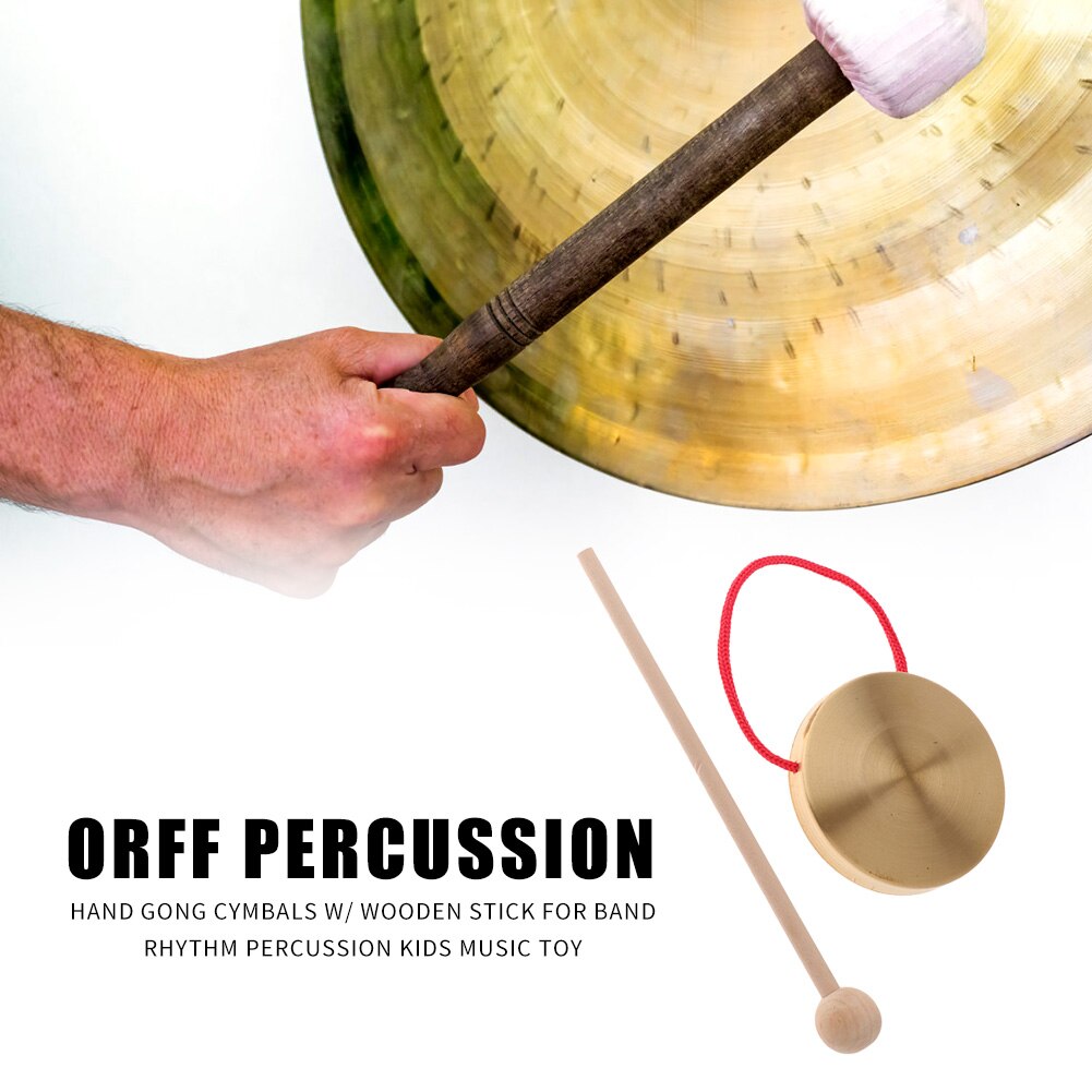 Hand Gong Cymbals with Wooden Stick Chapel Opera Percussion Musical Instrument Traditional Chinese Folk Musical Toy