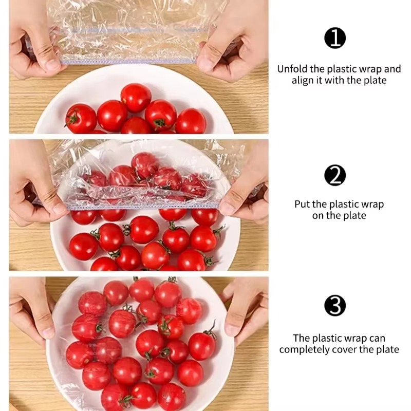 Einweg Lebensmittel Abdeckung Elastische Saran Wrap Frischhalten Deckel Obst Abdeckungen Frischhaltefolie Dusche Kappen Küche Lagerung Taschen Organizer