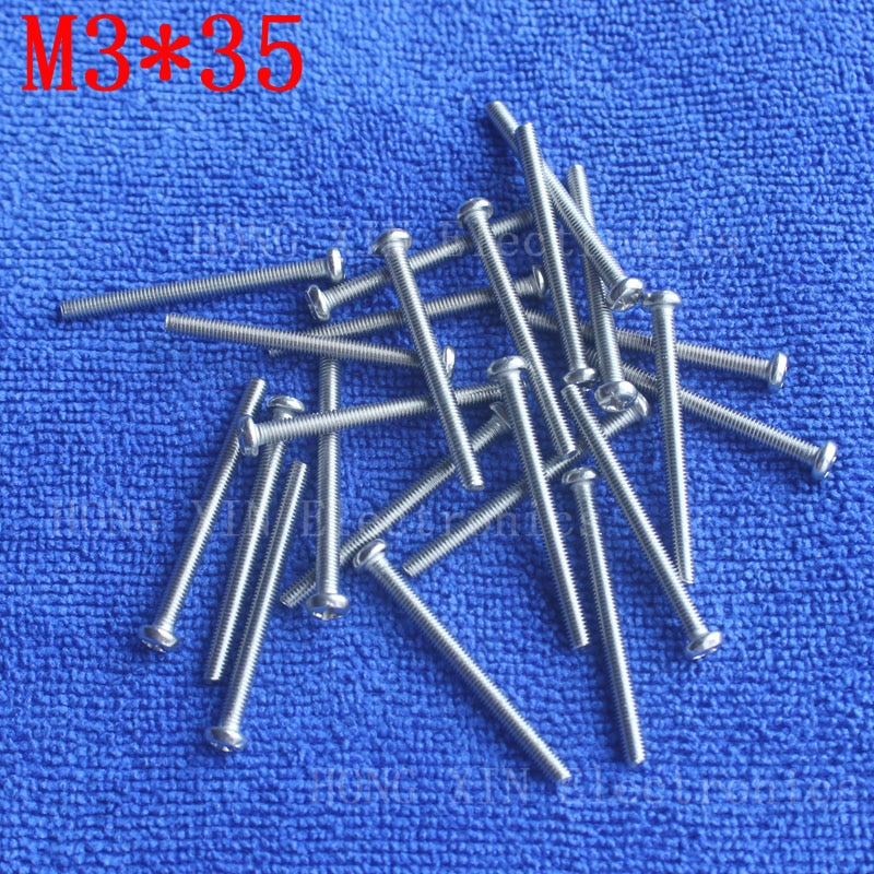 M3*35 1pcs 304 Stainless Steel Screw 35mm Round Head Screws Phillips Crosshead Thread Bolt Brand high fastener tools
