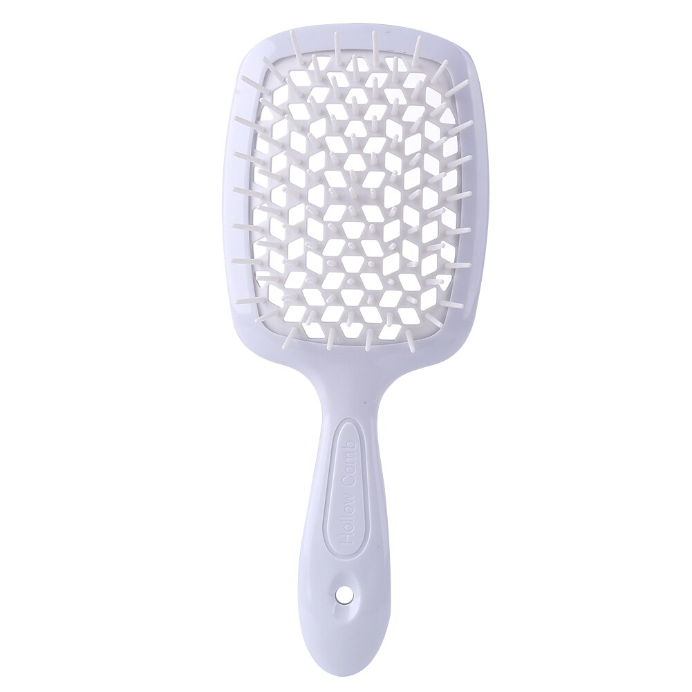 Cepillo de pelo enredado para niña, peines de pelo de dientes anchos, placa grande, masaje del cuero cabelludo, ahuecamiento, herramienta transparente para salón en casa: White
