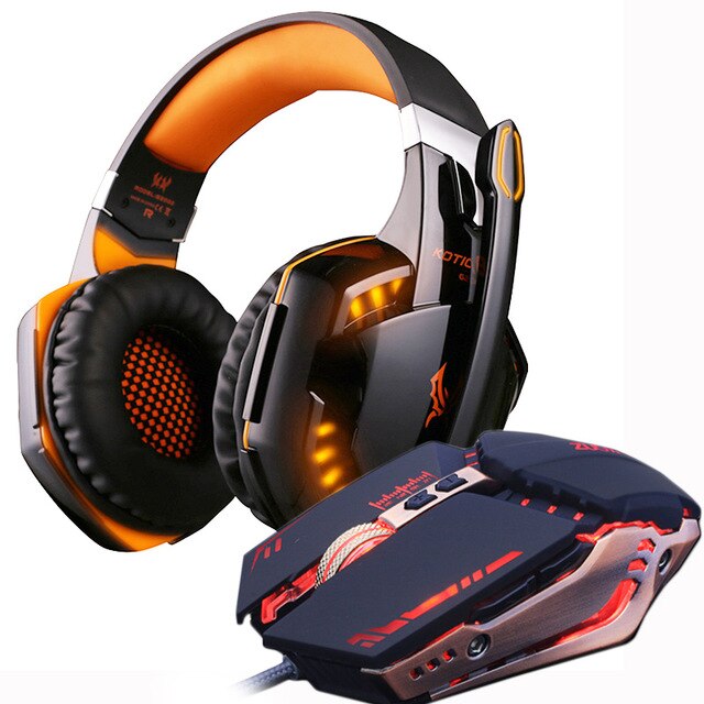 Gaming Muis 4000 Dpi + Headset Stereo Gamer Hoofdtelefoon Met Microfoon Oortelefoon Verstelbare Gamer Muizen Wired Usb Voor Pc Muizen set: C