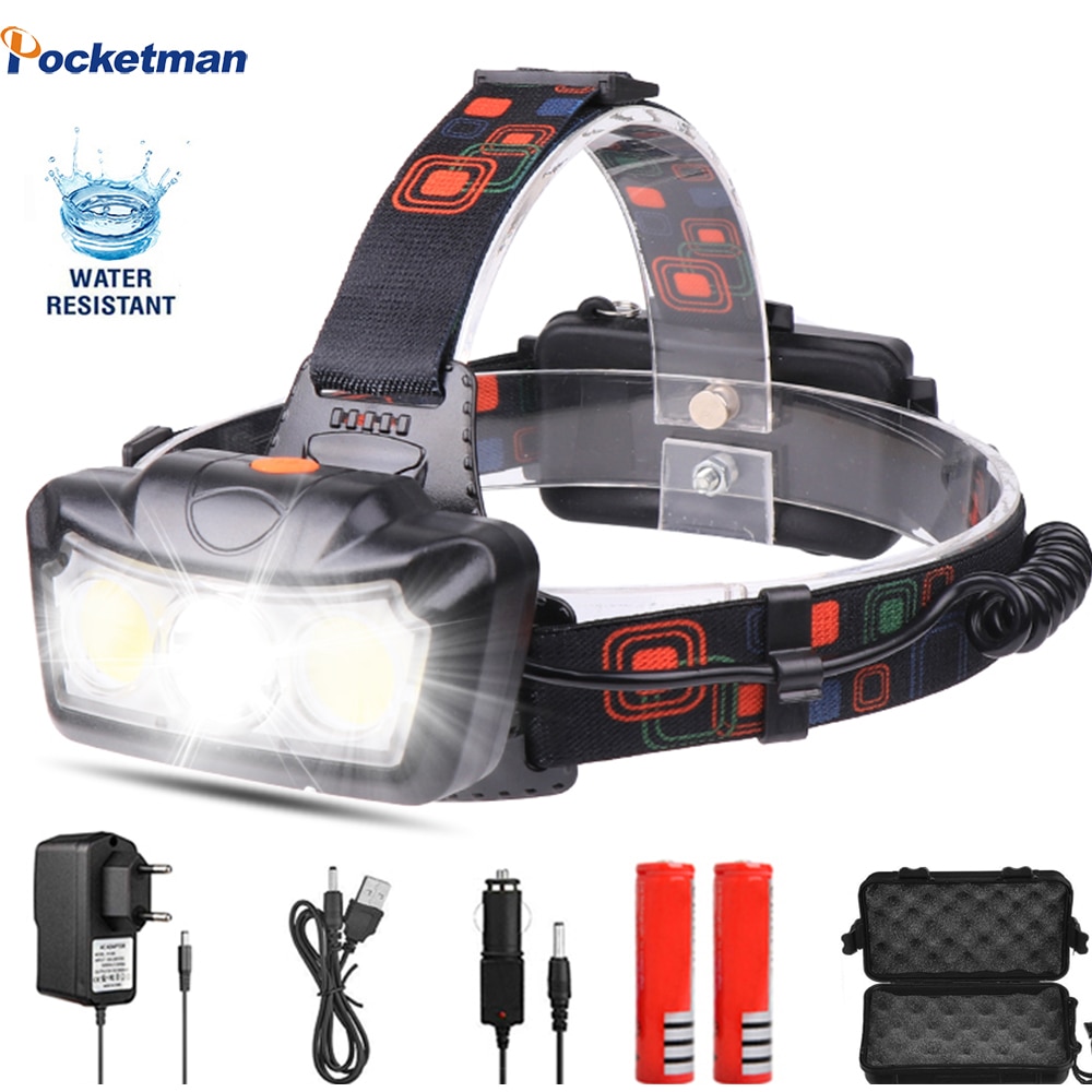 Pocketman 8000LM LED Koplamp T6 + COB LED Koplamp Koplamp Zaklamp Fakkel Lantaarn hoofd licht Gebruik 18650 batterij voor camping
