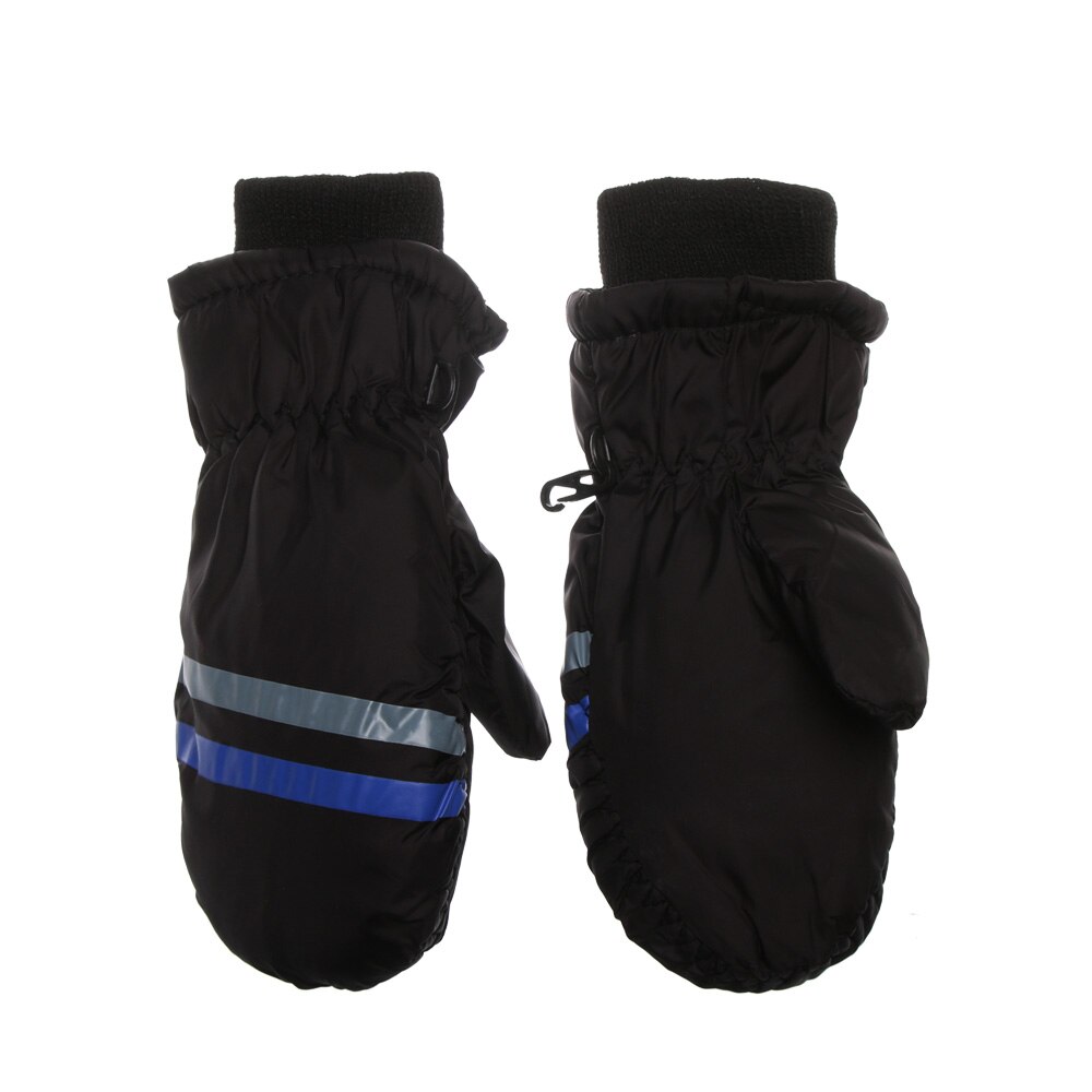 Children Winter Warm Gloves Boy Girls Ski Snowboard Windproof Waterproof Thicken Keep Warm Winter Outdoor Mitten: black