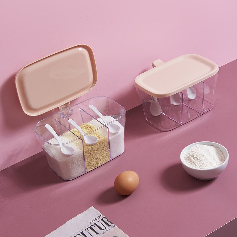 Maustepurkki maustesäilytyslaatikko keittiön maustesäilytyspullot purkit läpinäkyvä suola pippuri kuminajauhe maustelaatikko