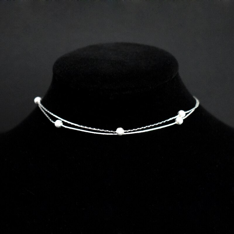 Neueste 925 Sterling Silber Doppel Schicht matt Perlen Fußkettchen Frauen Kleine Ball Anhänger Strand Fuß Kette Armbinde Schmuck: Ursprünglich Titel