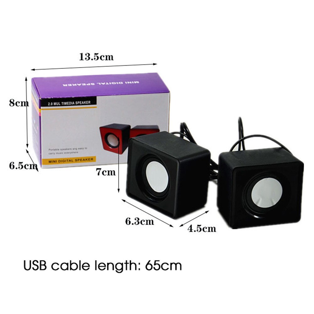 Plug &amp; Play Usb Wired Mini Speaker Computer Speakers Bass Stereo Muziekspeler Subwoofer Sound Box Voor Pc Telefoons