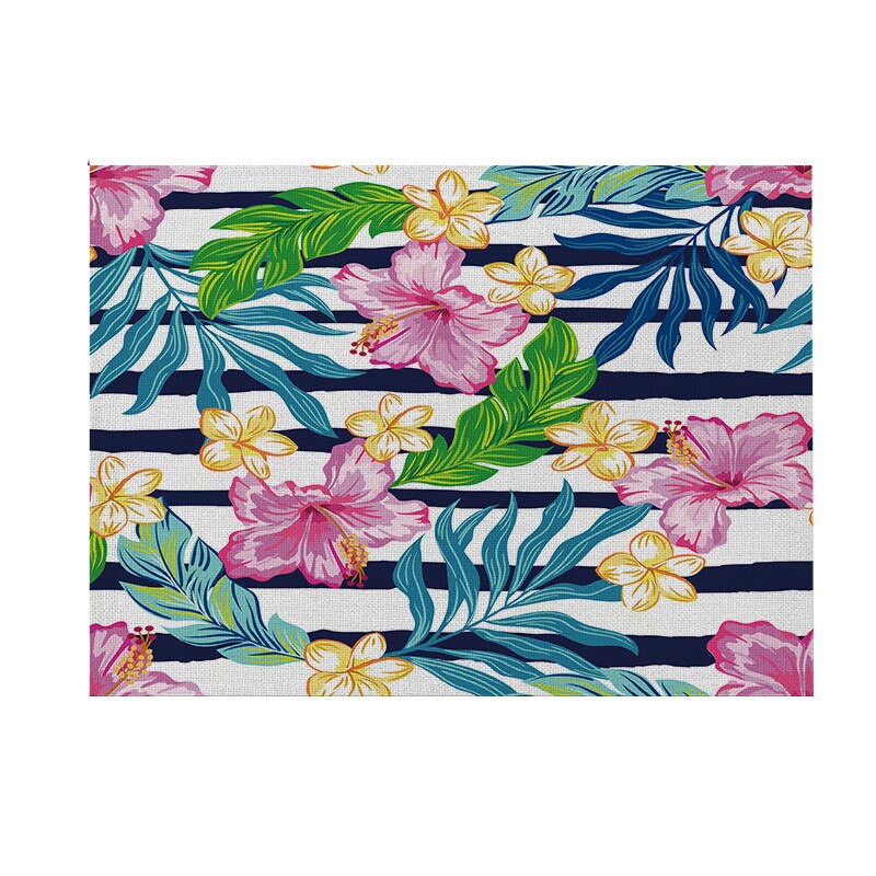 Geometrie Blumen Küche Tischset 42X32 Pflanzen Vogel Dekorative Baumwolle Leinen Tisch matt Westlichen Tischset Getränke Bahn Wasserdicht: 010