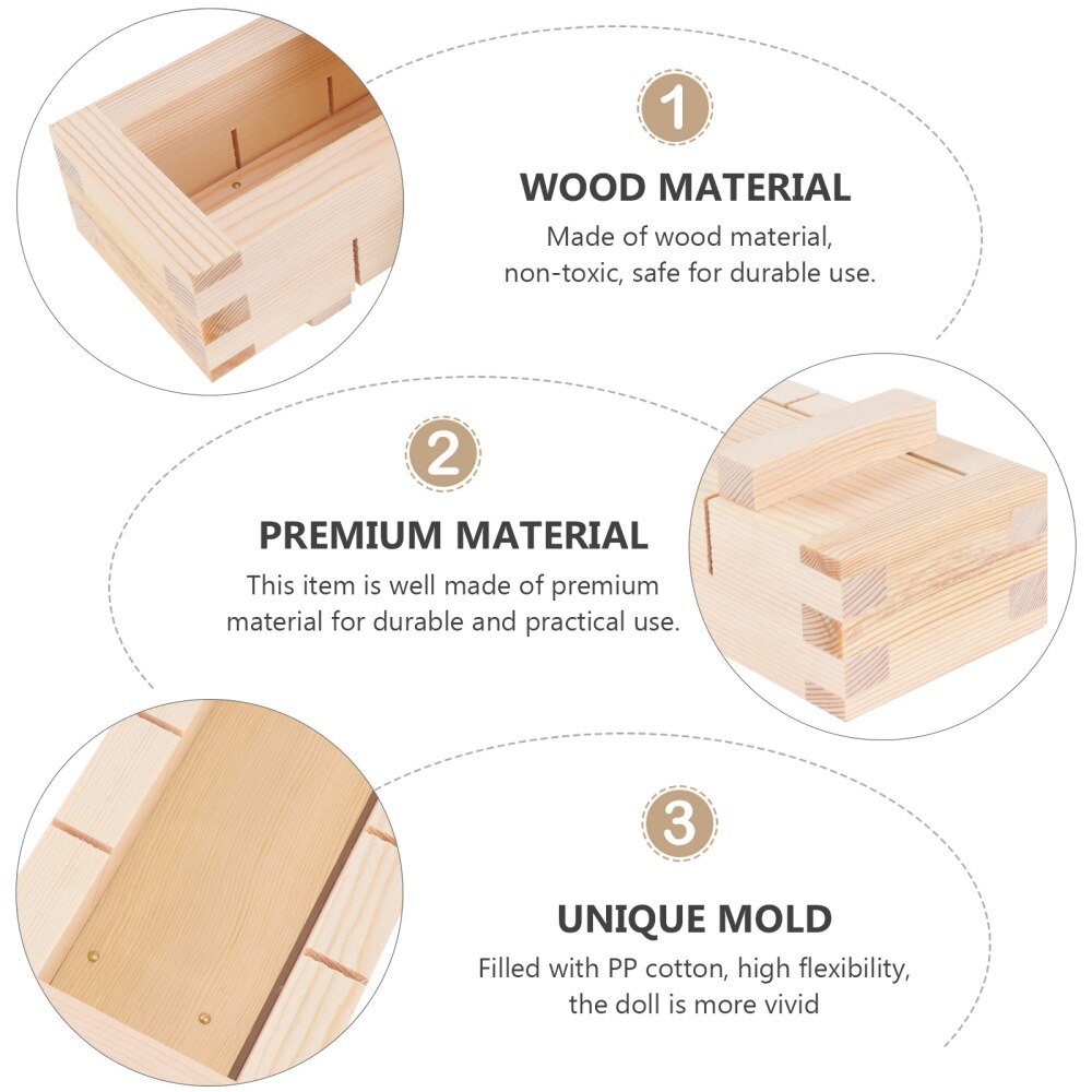 Wooden Rectangular Sushi Press Mold Box Sushi Making Kit DIY Sushi Rice Roller Molds Sushi Kitchen Making Tools (As Shown)