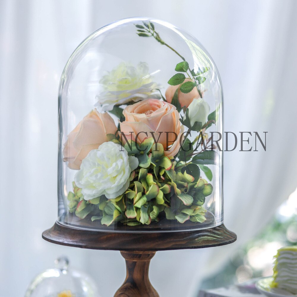 Glaskuppel stor piedestal klar cloche bell jar display stativ til rose bryllup hjemmepynt kun defekt cloche