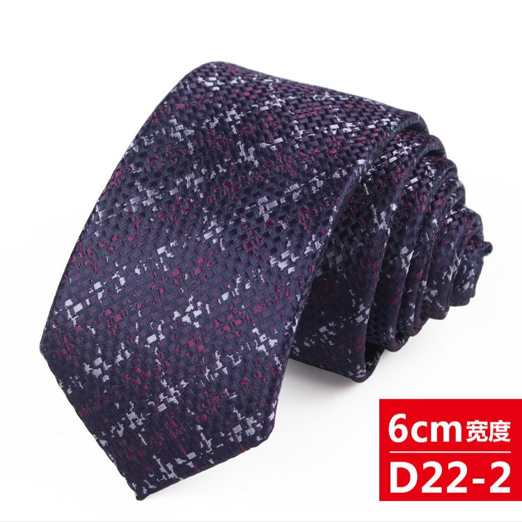 Corbata estrecha de 6cm para hombre, corbatas de seda de poliéster hechas a mano, estilo británico informal, 1200 agujas,: D22-2
