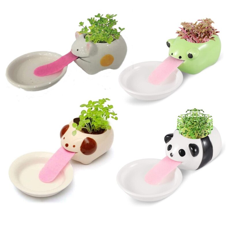 Automatische Watering Bloempot Tong Leuke Dier Bloempot Keramische Indoor Bureau Bloempot-Panda Home Decoratie