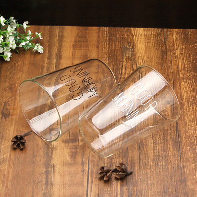 Glass Coffee Milk Mug Good Morning Breakfast Cup Coffee Tea Milk Yogurt Mug Good 400ml