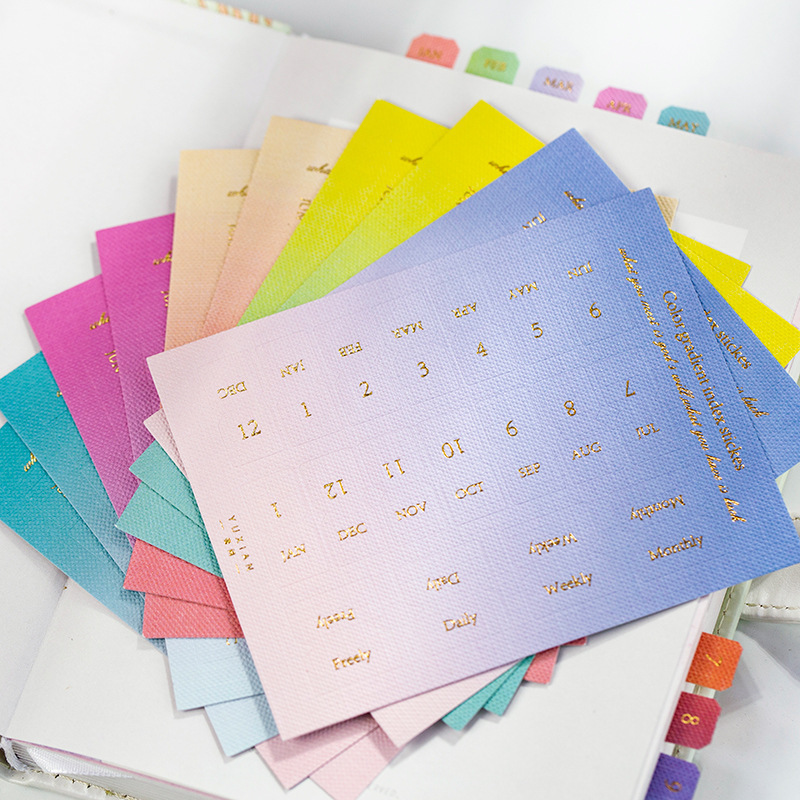 Onglets d'index adhésifs mensuels, 10 feuilles, onglets séparateurs mensuels colorés pour les organisations des planificateurs d'étude au bureau